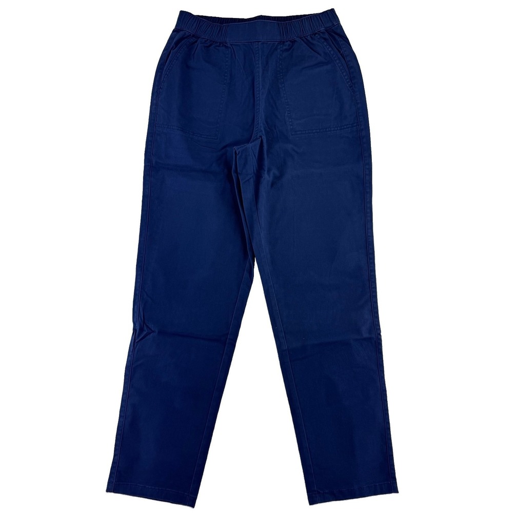 Denim & Co EasyWear Twill Straight Leg Pants XS Navy Blue Cotton